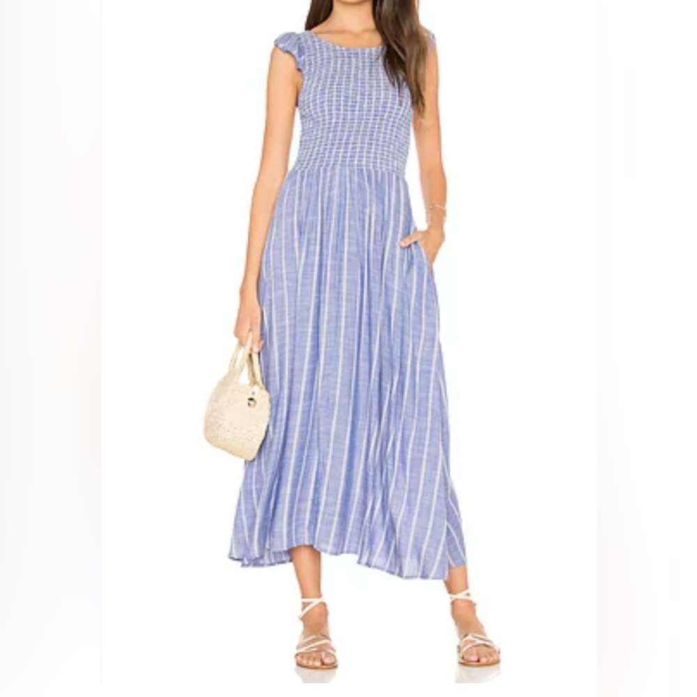 Free People Blue and White Striped Maxi Dress